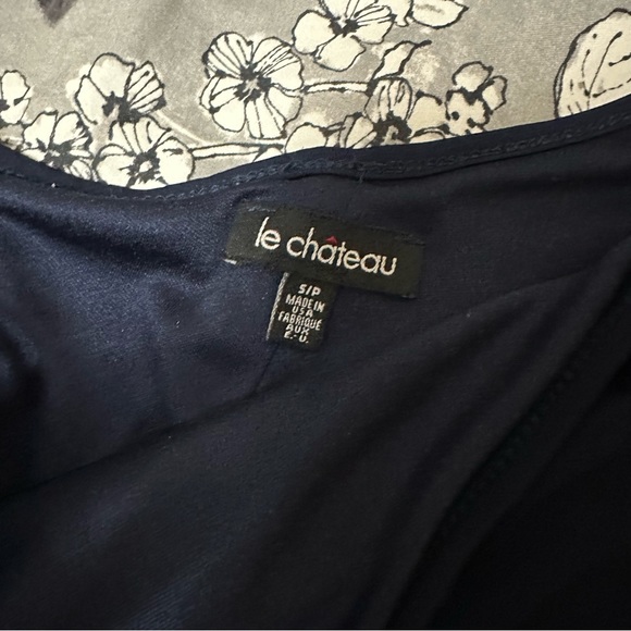 Le Chateau One Chain/Jewelled Shoulder Navy Blue Cocktail Dress - Size Small - Picture 6 of 9